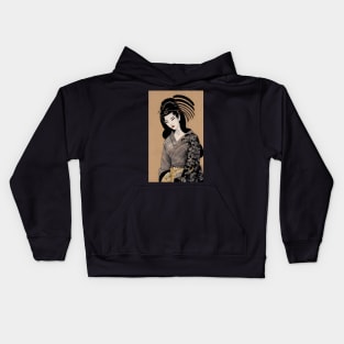 Japanese geisha woodblock art Kids Hoodie